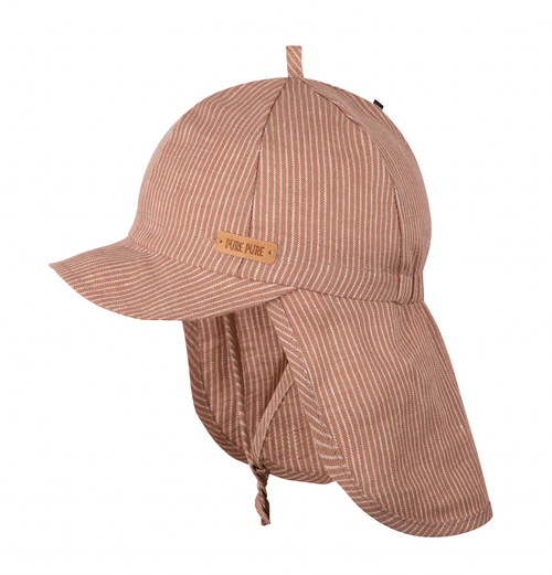 PurePure - Organic Leinenmütze mit Schirmchen & Nackenschutz Mocha Braun