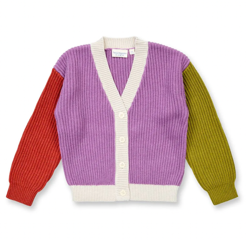 Sense Organics - Organic Cardigan NUAKOO lila, green tea, terracotta