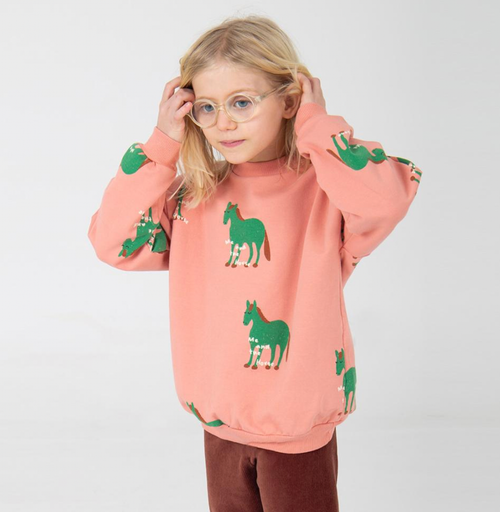 Lötiekids - Organic Sweater Horses Peach Rose