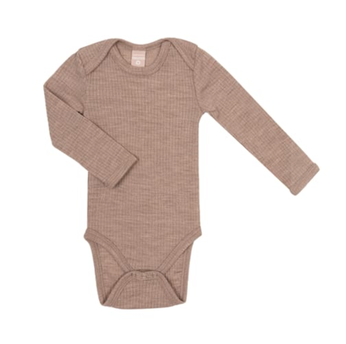 Smallstuff - Langarmbody Merinowolle Rippe Powder Melange