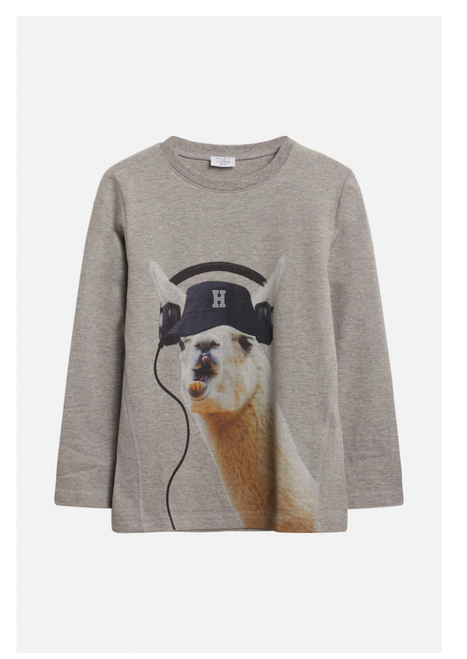 Longsleeve grau meliert mit Alpaka von Hust&Claire