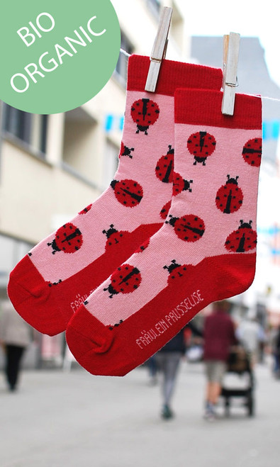 Baumwollsocken Marienkäfer rosa rot von Fräulein Prusselise