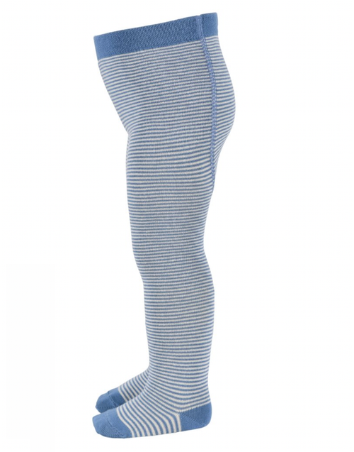 Strumpfhose Baumwolle feine Streifen blau