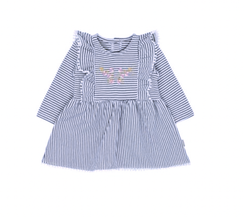 Kleid Streifen mit Stickerei Hust&Claire