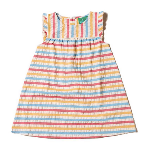 Little Green Radicals - Corn Silk Seersucker Frill Dress