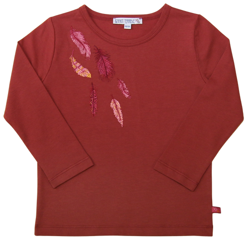 Enfant Terrible - Shirt mit Federstickerei rost