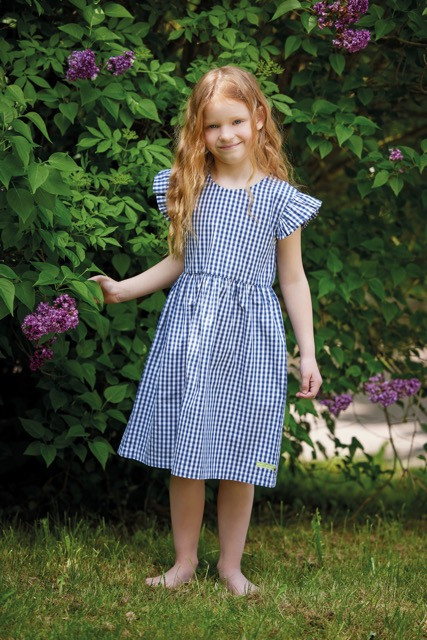 Kleid kurzarm Vichy Karo Loud+Proud ultramarin