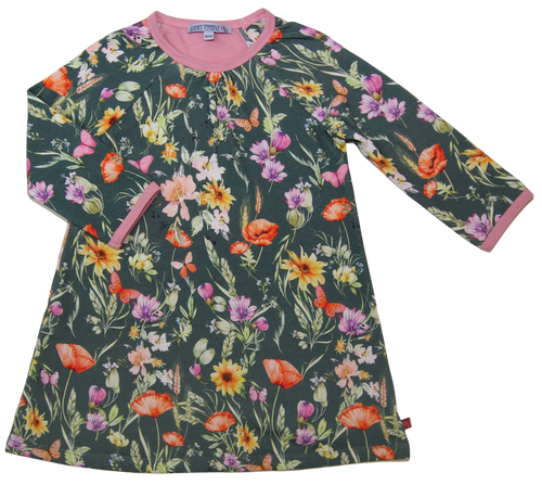 Enfant Terrible - Sweatkleid mit Blumendruck, waldgrün-ocker