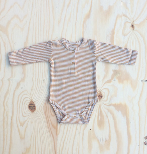 Hust&Claire - Body Streifen gelb-beige mit Knöpfen