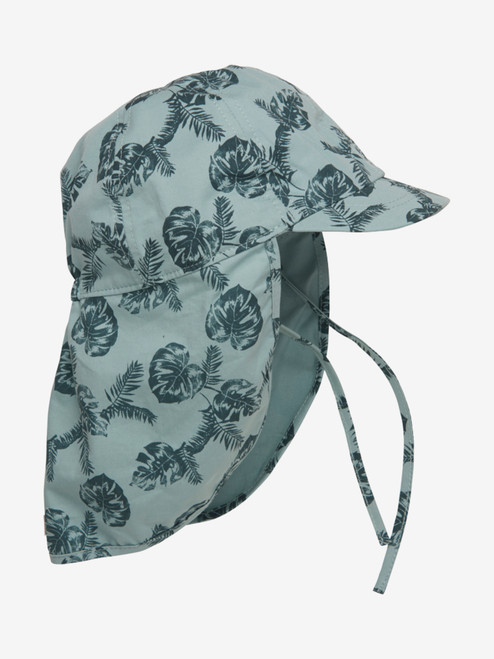 Sommermütze mit Nackenschutz, Sichtschutz, Palmblätterprint, grün von Enfant