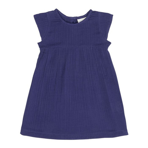 Neela Musselin Kleid navy