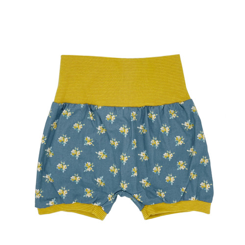 Kiezkinder Mini Ballonhose Baby Shorts Blümchen blaugrau