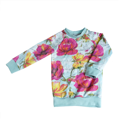 Kiezkinder Pulli Blumen rosa mint