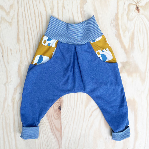 Kiezkinder Mitwachshose Pumphose Tobehose blau elefant