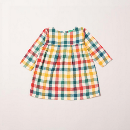 Little Green Radicals - Autumn Rainbow Check Smock Dress