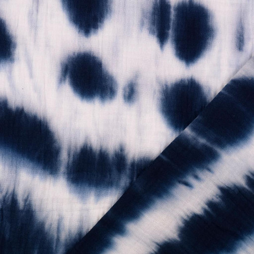 Baumwolle Musselin Batik Tiedge blau weiß