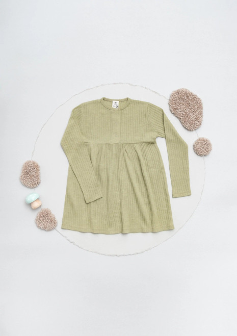 Organic by Feldman - Tunic dress LS organic Merino sage-green