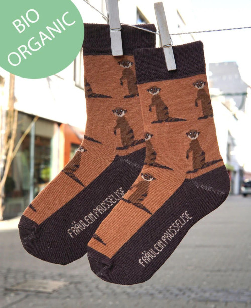 Fräulein Prusselise Socken Erdmännchen braun