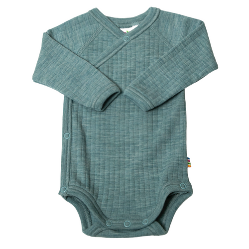 Joha - Wickelbody langarm Rippe Aqua Melange
