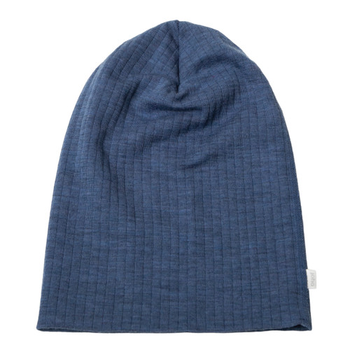 Joha - Beanie Wolle Rippe Blau Melange