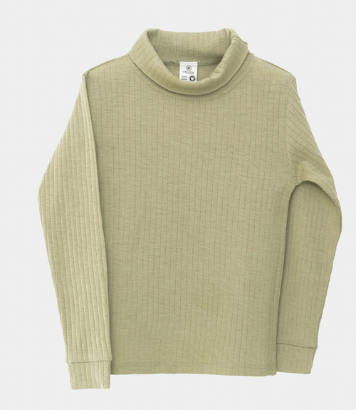 Organic by Feldman - Shirt Turtleneck Rippe merino sage green