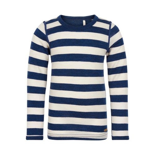 Celavi - Shirt Wolle Streifen marine-natur