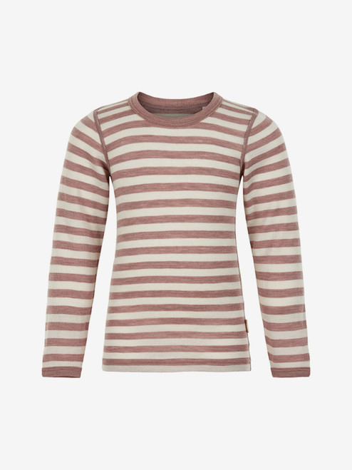 Celavi - Shirt Wolle Streifen rose-natur
