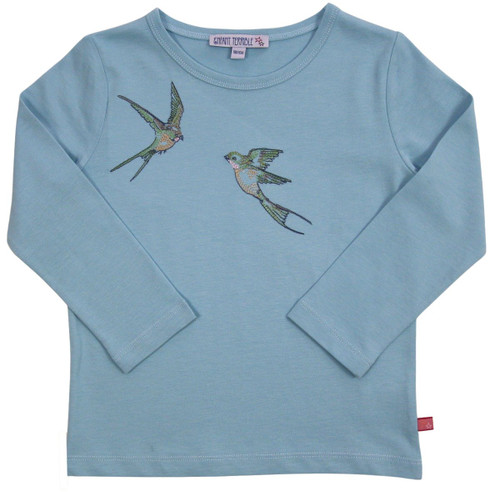 Enfant Terrible - Shirt mit Schwalbenstickerei Ice Blue