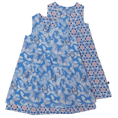 Enfant Terrible - Organic Wendekleid Schmetterlinge & Grafik sky blue white
