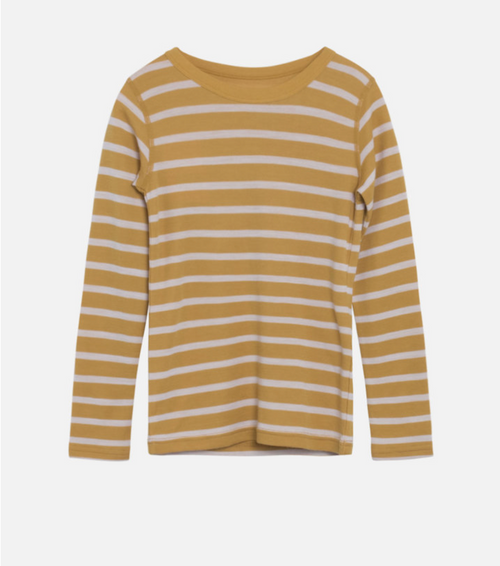Hust&Claire - Shirt Wolle Streifen gelb-natur