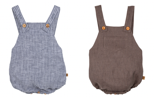 PurePure - Baby-Latzhose Leinen blau und braun