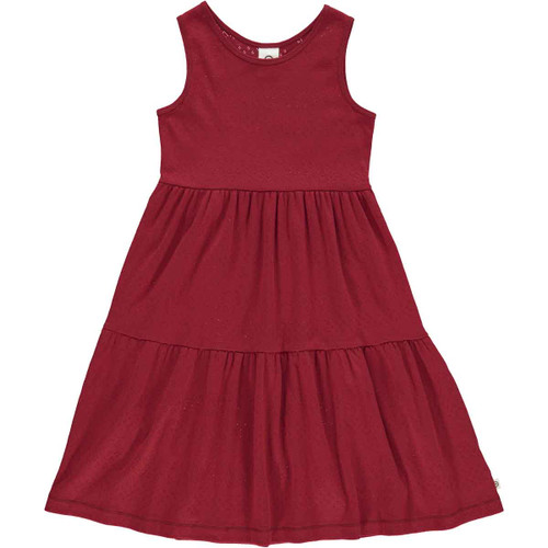 Müsli - Sommerkleid Pointel Layer Dress Lochmuster Berry Red