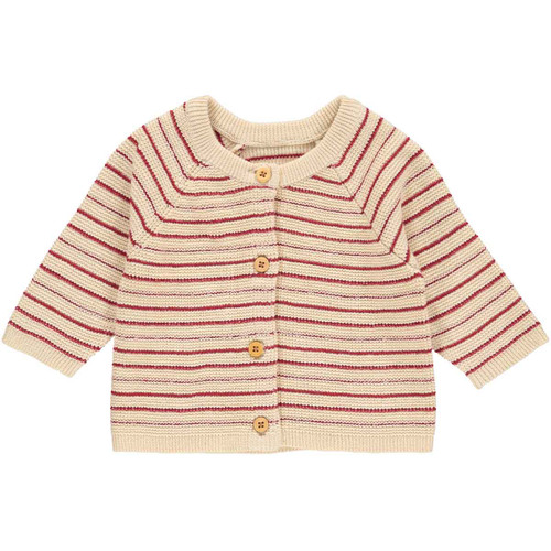 Müsli - Strick Cardigan Baby Streifen Berry Red
