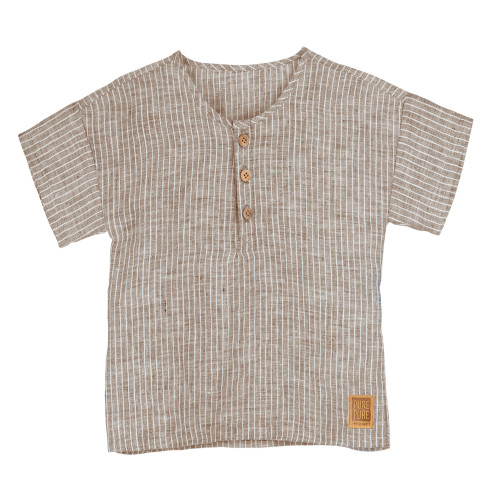 PurePure - Leinenhemd kurzarm beige