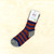 Hirsch Natur - Organic Wollsocken Ringel begonie/ Kobalt