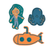 Lässig - Gewebte Textilsticker „Deep Sea“