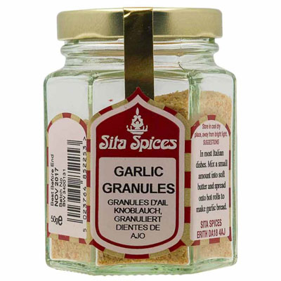 Sita Spices Garlic Granules Premium Glass Jar 50g