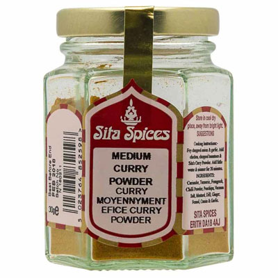 Sita Spices Medium Curry Powder Glass Jar 30g