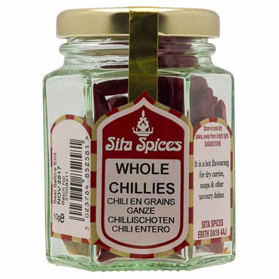 Sita Spices Whole Chillies Glass Jar 10g