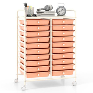 20 Drawers Rolling Storage Cart Studio Organizer-Peach - Color: Peach D681-HW56501PF