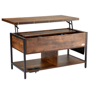 Lift Top Coffee Table, 39.4 in Rectangle Coffee Table with Extra Storage Pockets, Flipable Coffee T E415-KFZZFX394INCFLQVVV1