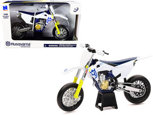 Husqvarna FS450 White and Blue 1/12 Diecast Motorcycle Model by New Ray F977-58163