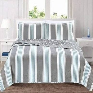 Twin 2 Piece Coastal Starfish Sand Dollar Grey Blue White Nautical Quilt Set Q280-TWHD3750 Twin 2 Piece Coastal Starfish Sand Dollar Grey Blue White Nautical Quilt Set Q280-TWHD3750