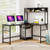 L-shaped Desk with Power Outlet Hutch-Black - Color: Black D681-CB10537US-DK
