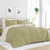 King/Cal King 3-Piece Microfiber Reversible Comforter Set in Sage Green/Cream Q280-OLKI8907