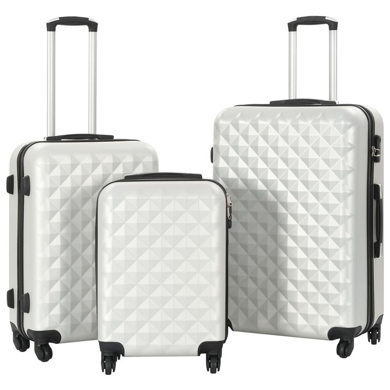  Hardcase Trolley Set 3 pcs Bright Silver ABS A949-91887