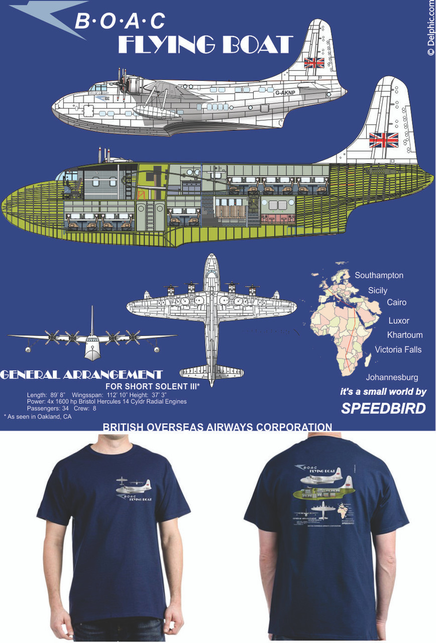 BOAC Flying Boat Blue T-shirt