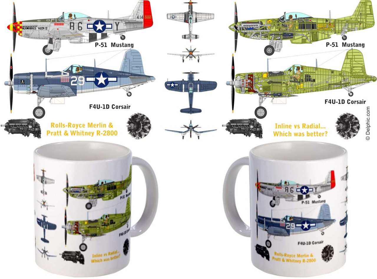 P-51 Mustang F4U Corsair Merlin R-2800 Mug