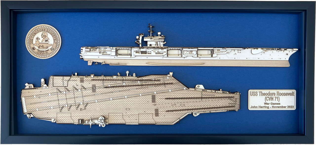 USS Theodore Roosevelt CVN-71 木製プレート USS Theodore Roosevelt (CVN-71) Wood Model