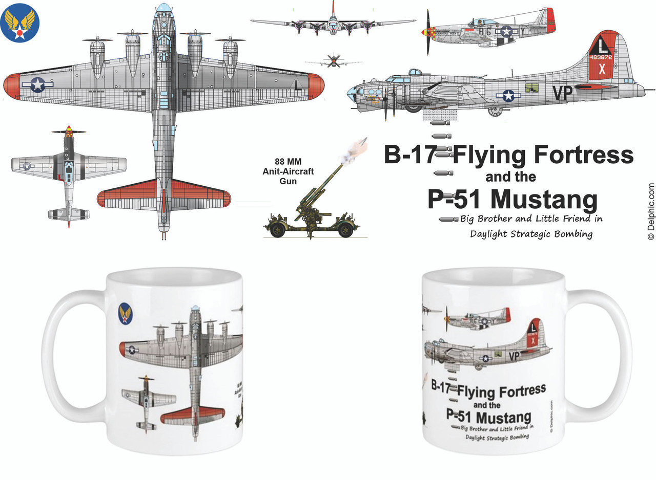 Natural Metal  B-17 Flying  Fortress and P-52 MustangMug